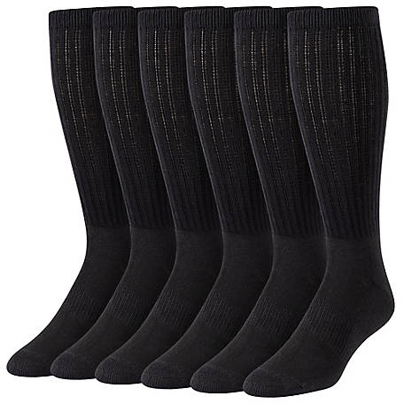 Blue Mountain Men's Cushioned Over-the-Calf Socks, Large, Grey, 6 Pair