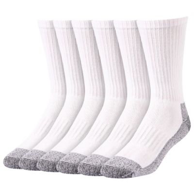 Blue Mountain Men's Cushioned Steel-Toe Crew Socks, Large, White, 6 Pair