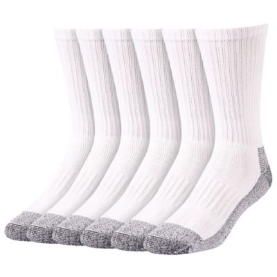 Blue Mountain Men's Cushioned Steel-Toe Crew Socks, Large, White, 6-Pack