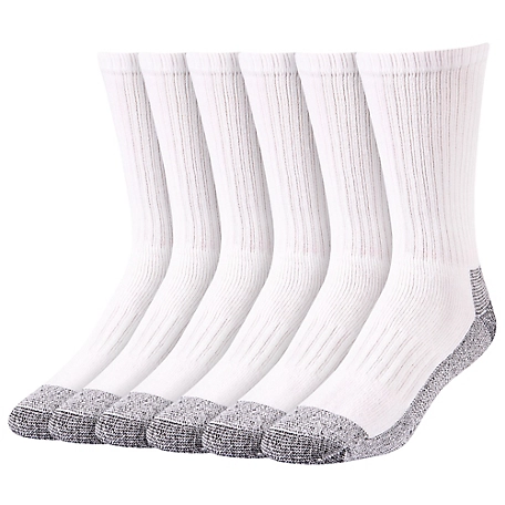 Blue Mountain Men's Cushioned Steel-Toe Crew Socks, Large, White, 6-Pack
