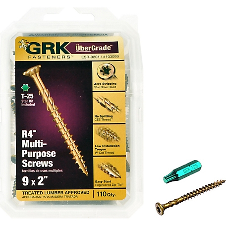 GRK #9 x 2 in. Star Drive Bugle Head R4 Multi-Purpose Wood Screw, 110 pc.
