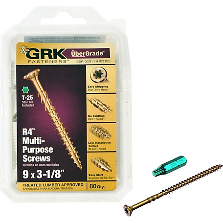 GRK #9 x 3-1/8 in. Star Drive Bugle Head R4 Multi-Purpose Wood Screw, 80 pc.