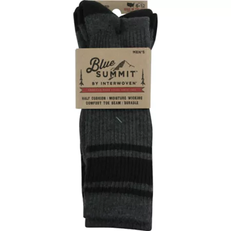 Blue Summit by Interweak Tonal Striped Mid-Calf Socks for Men 3 Pairs Men's Boot Socks