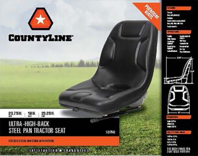 Image showing  21 in. Ultra High-Back Steel Pan Tractor Seat, Black