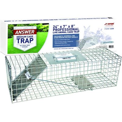 JT Eaton 1-Door Answer Live Animal Trap for Squirrels, Rabbits and Other Medium Pests, 24 in. x 8-1/2 in. x 8 in -  465N