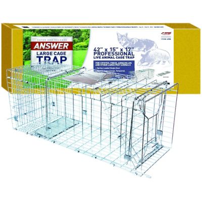JT Eaton 1-Door Answer Live Animal Trap for Coyotes, Foxes, Armadillos and Other Large Pests, 42 in. x 15 in. x 17 in -  495N