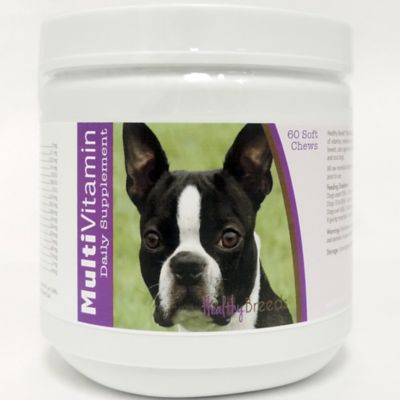 healthy breeds multi-vitamin soft chew dog supplement for boston terriers, 60 ct.