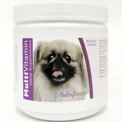 healthy breeds multi-vitamin soft chew dog supplement for pekingese, 60 ct.