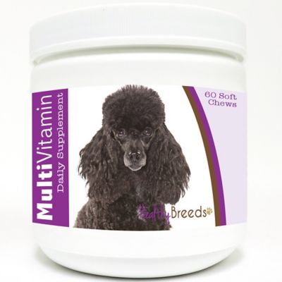 healthy breeds multi-vitamin soft chew dog supplement for dark brown poodles, 60 ct.