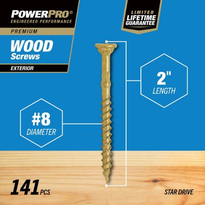 Image showing  Power Pro Premium Exterior Wood Screws, #8 x 2in., 1 lb. Box