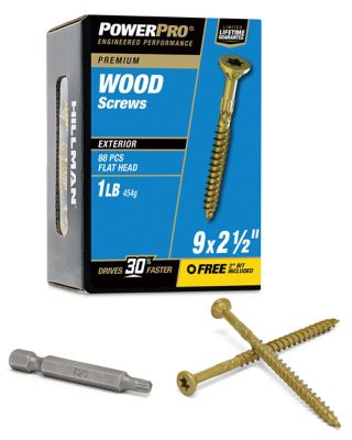 Hillman Power Pro Premium Exterior Wood Screws (#9 x 2-1/2 in.) - 1lb Box