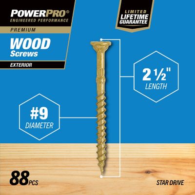 Image showing  Power Pro Premium Exterior Wood Screws, #9 x 2-1/2in., 1 lb. Box