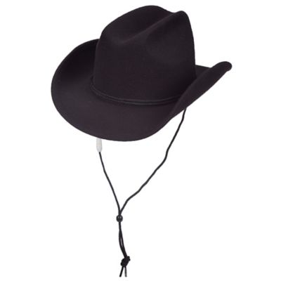 Dorfman Pacific Boys' Polyester Western Hat with Chin Cord, Black