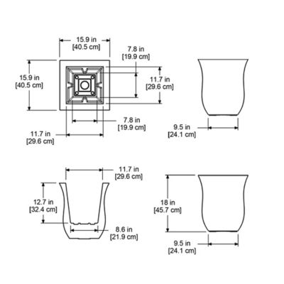 Image showing  4.5 gal. Polyethylene Valencia Square Planter, 16 in. x 16 in. x 18 in.