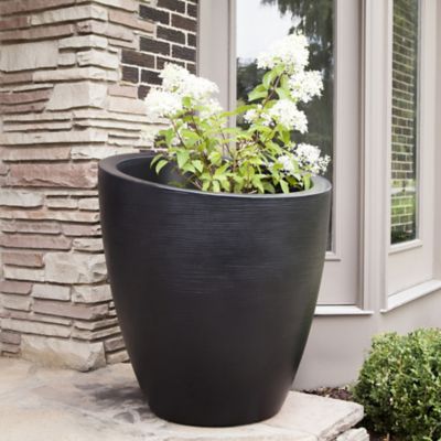 Image showing  22 gal. Polyethylene Modesto Round Planter, 30 in., Grey