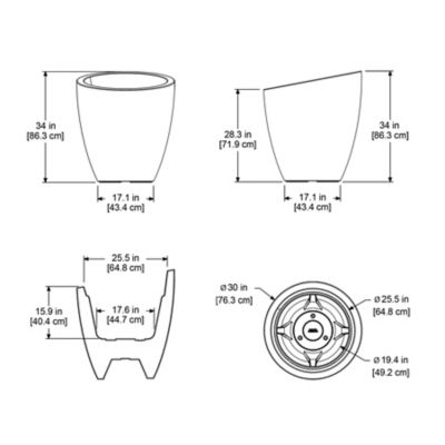 Image showing 5 th Mayne 22 gal. Polyethylene Modesto Round Planter, 30 in., Grey