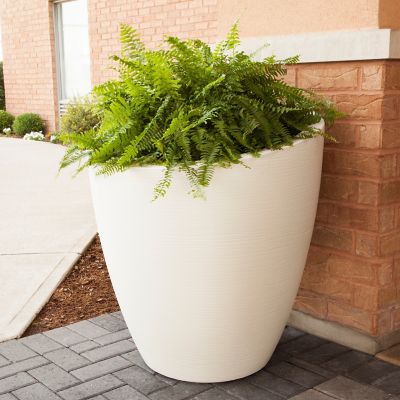 Image showing  22 gal. Polyethylene Modesto Round Planter, 30 in., Grey