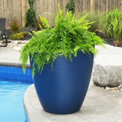 Image showing 2 th Mayne 22 gal. Polyethylene Modesto Round Planter, 30 in., Grey
