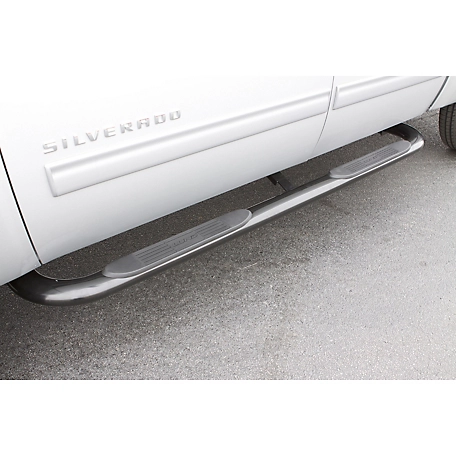 Lund 4 in. Oval Curved Stainless Steel Nerf Bar Truck Step, Fits 1999-2013 Chevrolet Silverado 1500