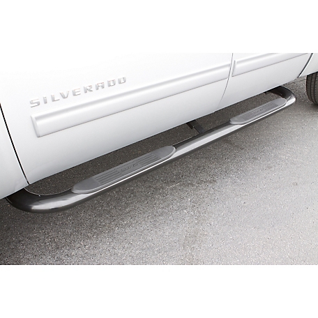 Lund 4 in. Oval Curved Stainless Steel Nerf Bar Truck Step, Fits 2001-2013 Chevrolet Silverado 1500