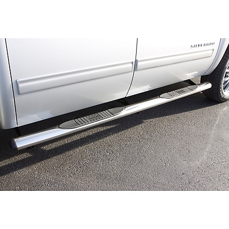 Lund 4 in. Oval Straight Stainless Steal Nerf Bar Truck Step, Fits 2007-2018 Chevrolet Silverado 1500