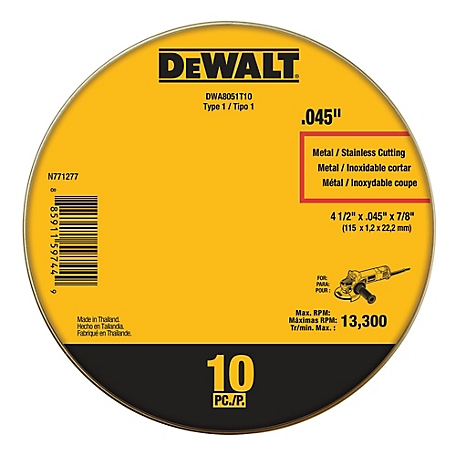 DeWALT DWA8051T10 4-1/2In Type 1 Cutting Wheel 10 Pack
