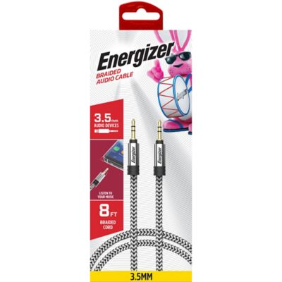 Energizer Nylon Braided Auxiliary Audio Cable, 8 ft.