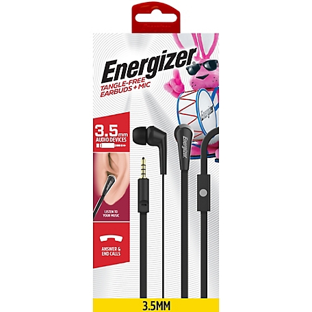Energizer Flat Wire Earbuds with Microphone