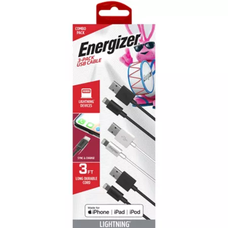 Energizer Lightning Charging Cables 3 ft 3-Pack Automotive Interior Lighting