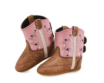 Old West Unisex Kids' 4 in. Western Boots, Tan Vintage Crackle