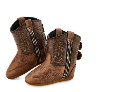 Old West Unisex Kids' 4 in. Western Boots, Tan Vintage Crackle
