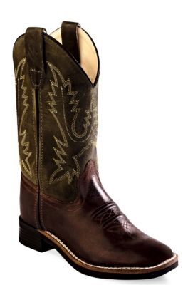 Old West Unisex Kids' Cowhide Western Boots, Chocolate, 11 in.