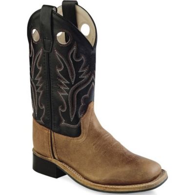 Old West Boys' Cowhide Western Boots, Light Brown, 11 in.