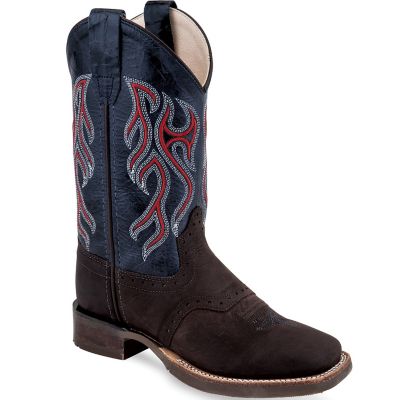 Old West Unisex Children's Cowhide Western Boots, Distressed, 11 in.