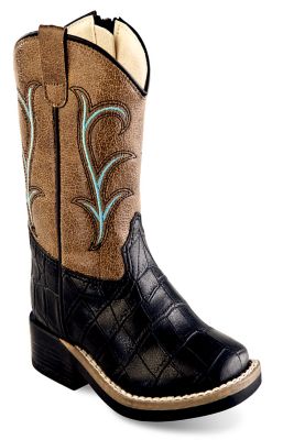 Old West Unisex Toddlers' Western Boots, 6.5 in., Black/Brown