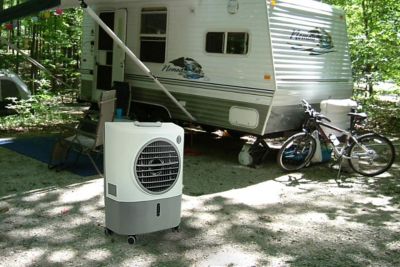 Image showing  4.8 gal. Reservoir Capacity MC18M Evaporative Cooler, 500 sq. ft., 1,300 CFM, 20 in. L x 10 in. W x 28 H, 16 lb.