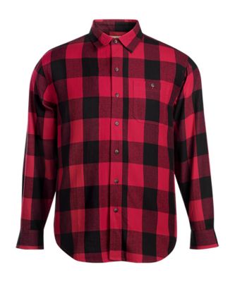 Blue Mountain Men's Plaid Flannel Collared Long-Sleeve Work Shirt