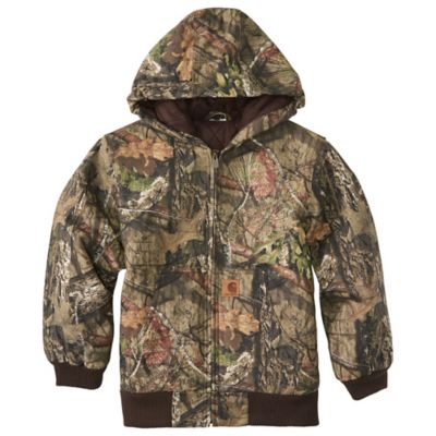 Carhartt Boys' Mossy Oak Camo Active Jac Quilt-Lined Flannel Hooded Jacket