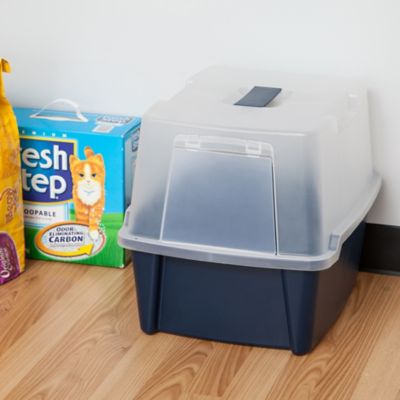 IRIS USA Large Split-Hood Litter Box with Scoop and Grate 