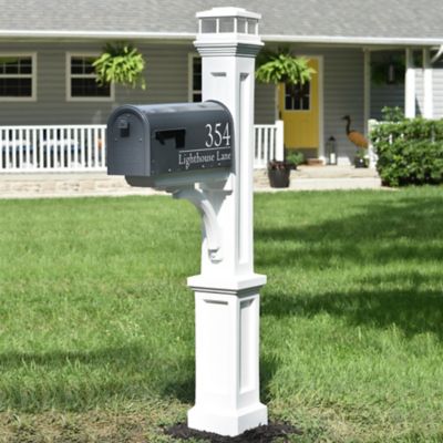 Image showing  Newport Plus Single-Arm Mail Post, White
