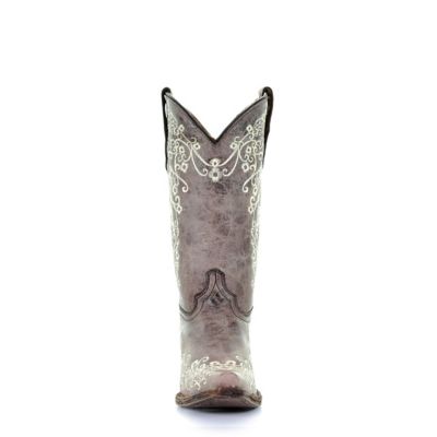 Image showing  Girls' Embroidered Western Boots, Brown/Bone