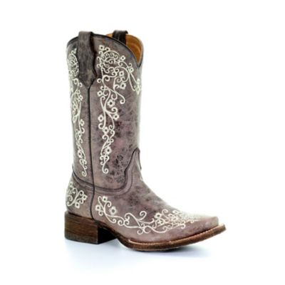 Corral Brown/Bone Embroidery Square Toe Boots