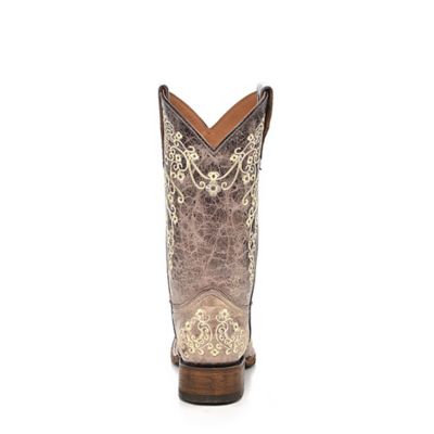 Image showing 3 th Corral Brown/Bone Embroidery Square Toe Boots