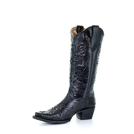 Corral Women's Black/Black Cross Embroidery Snip Toe Boots at Tractor ...
