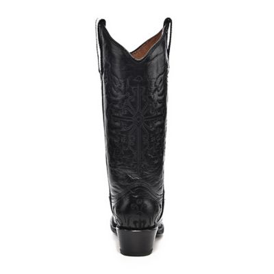 Image showing  Women's Black/Black Cross Embroidery Snip Toe Boots