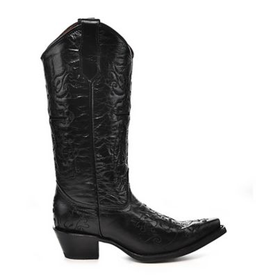 Image showing  Women's Black/Black Cross Embroidery Snip Toe Boots