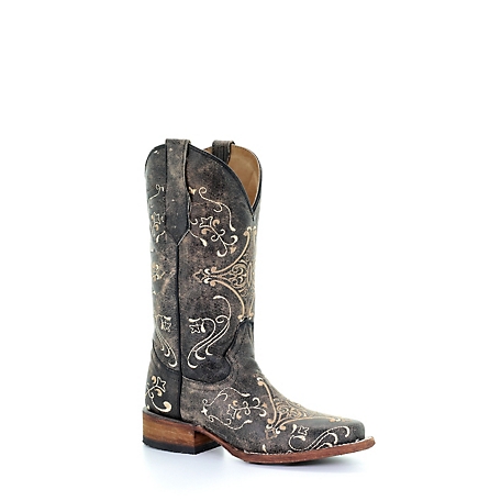Corral Women's Crackled Embroidered Print Square Toe Boots