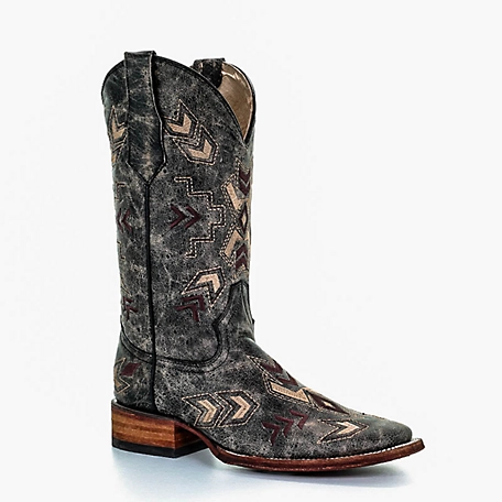 Corral Distressed with Crackle Embroidered Arrowhead Square Toe Boots