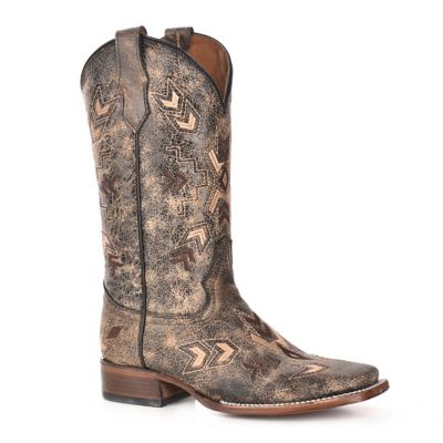 Corral Women's Distressed with Crackle Embroidered Arrowhead Square Toe Boots