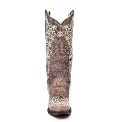 Image showing  Women's Wedding Big Floral Embroidered Snip Toe Boots